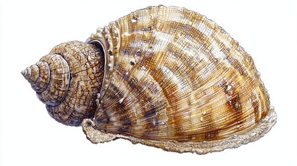 A beautifully detailed close-up of a shell showcasing its intricate patterns and textures, perfect for nature enthusiasts.