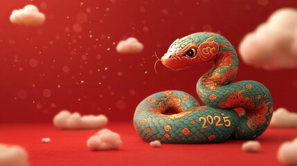 Obraz premium 2025 New Year Snake New Year poster background