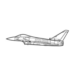 Eurofighter Typhoon fighter jet, side view, air force icon.