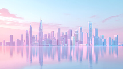 Fototapeta premium Minimalistic Futuristic Cityscape in Pastel Colors