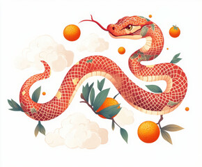 Obraz premium Chinese New Year Snake Year Cartoon Background