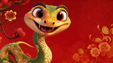 Cartoon Year of the Snake mascot