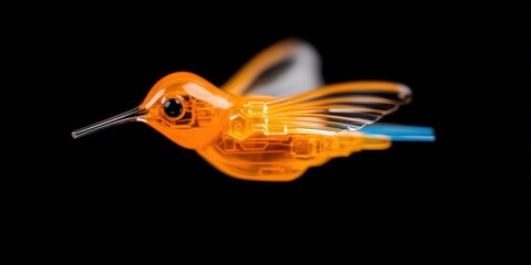 Transparent Robotic Hummingbird in Flight with Rainbow Wings   Futuristic Concept