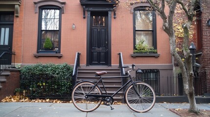 Classic Bike Against Brownstone Architecture
