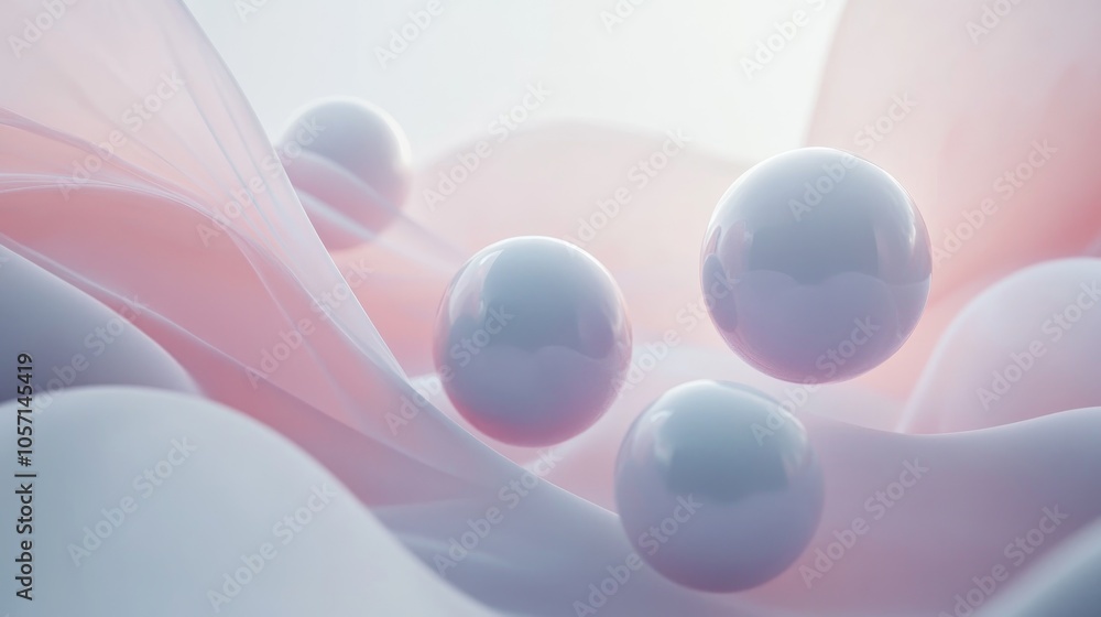 Poster abstract spheres in motion creating a dynamic visual effect against an isolated backdrop