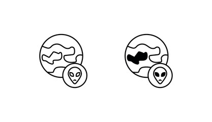 Alien Planet icon design with white background stock illustration