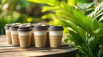 Freshly Brewed Coffee Cups in Nature Setting