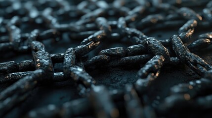 A detailed view of a chain featuring numerous small links