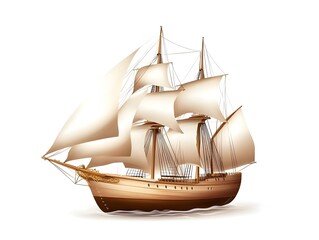 A beautifully crafted wooden sail ship with tall masts and expansive sails showcases traditional craftsmanship and evokes maritime adventure
