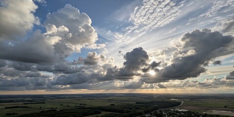 Overcast Sky with Blended White and Grey Clouds in Drone Photography for Nature Enthusiasts
