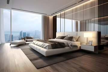 modern living room with bed. Generative AI