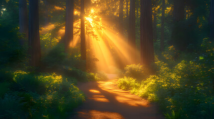 Fototapeta premium forest in the morning. Generative AI