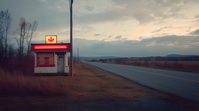 lifeguard station at sunset. Generative AI
