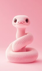 Fototapeta premium 3D cartoon Year of the Snake pink snake image background