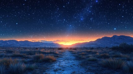 Stunning Night Sky with Stars and Horizon Glow