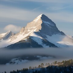 A majestic mountain peak covered in snow with a clear blue sky5
