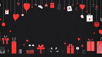 Modern Black Friday Banner Design with Red Accents