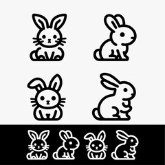 ICON BUNNY line art vector black and white silhouette 