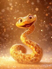 Fototapeta premium Smiling Year of the Snake Cartoon