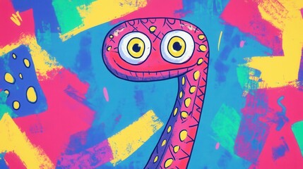 Cartoon graffiti snake patterns in fantasy colors