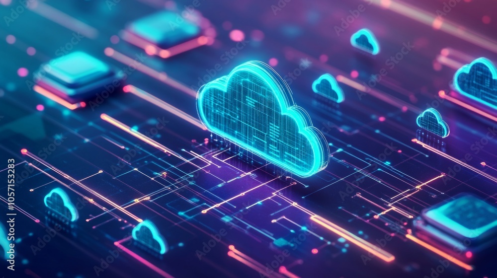 Aufkleber a computer chip with a cloud on it