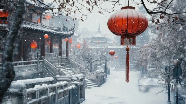 Snow Scenery of Ancient Towns in Jiangnan, China