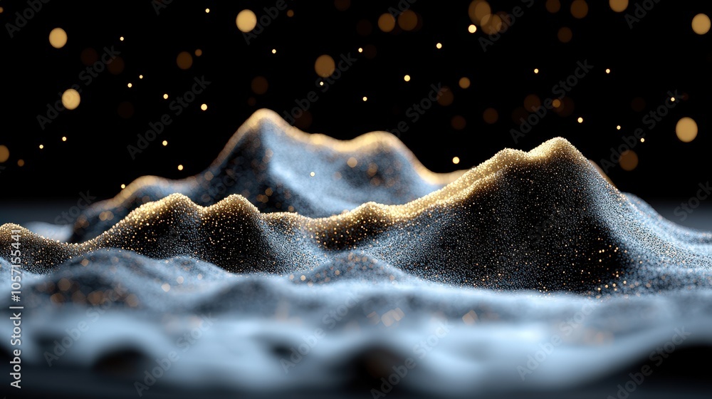 Aufkleber abstract blue and gold particle wave with bokeh background