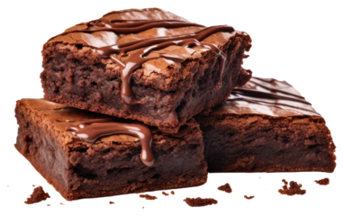 PNG Two fudgy brownies confectionery chocolate dessert.