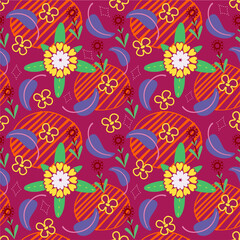 Flowers seamless pattern with nature elements for fashion, fabric, wallpaper, background, print, card, wrap with its elegant, ornate, beautiful and stylish design. Vector and illustration.