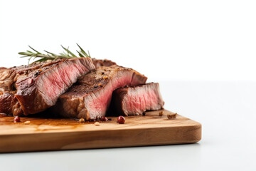 closeup Grilled flat iron steak shot in flat style, On white background, AI Generated