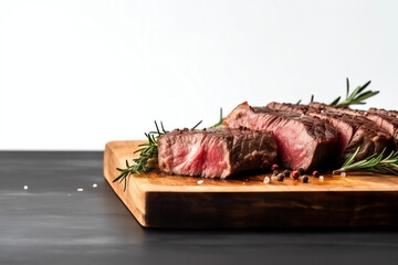 closeup Grilled flat iron steak shot in flat style, On white background, AI Generated