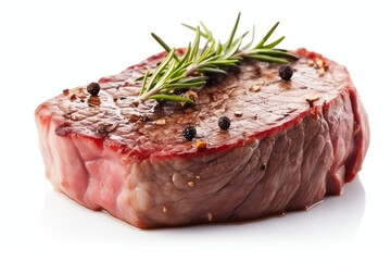 closeup Grilled flat iron steak shot in flat style, On white background, AI Generated