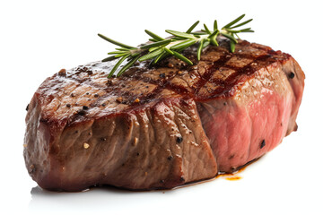 closeup Grilled flat iron steak shot in flat style, On white background, AI Generated