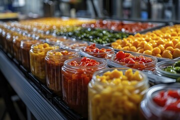 Canned food produced in a factory, highlighting preservation methods, with a strong emphasis on ensuring product safety standards.