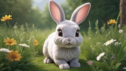 Obraz premium Cute Fluffy Rabbit