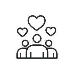 Empathy Community icon in line design. Empathy, community, connection, compassion, support, kindness, unity on white background vector. Empathy Community editable stroke icon
