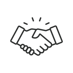 Deal, in line design. Deal, agreement, contract, handshake, partnership, negotiation, collaboration on white background vector. Deal editable stroke icon
