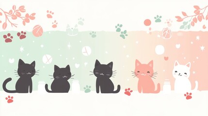 Fototapeta premium Playful Cat Theme with Gradient Background