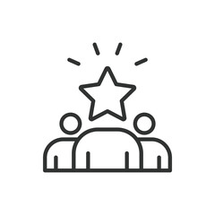 Frontman, in line design. Frontman, leader, spokesperson, representative, face, speaker, figurehead on white background vector. Frontman editable stroke icon