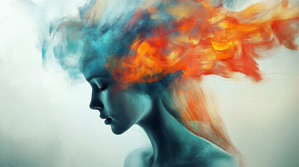 Fototapeta premium An abstract representation of mental health challenges, using colors and shapes to convey emotions