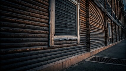 Obraz premium Rustic Wooden Wall Background for Urban Exploration Photography - Dark Brown Grunge Texture and Carpentry Boards