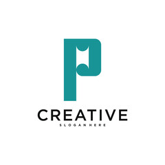 Initial letter P logo, abstract concept design. Premium Vector