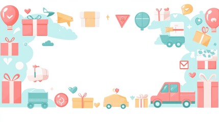 Fototapeta premium Pastel Gradient Transportation Themed Banner Design