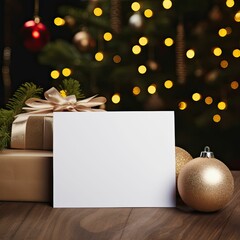Christmas themed photo backdrop, blank card mockup, Christmas mockup