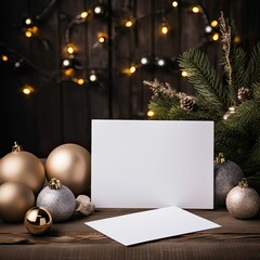 Christmas themed photo backdrop, blank card mockup, Christmas mockup