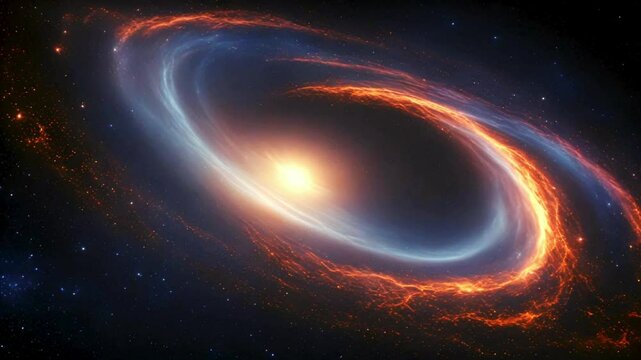 Swirling black hole at the center of a vibrant galaxy.