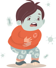Diseases that spread in kindergartens. Boy in daycare suffering from stomach ache