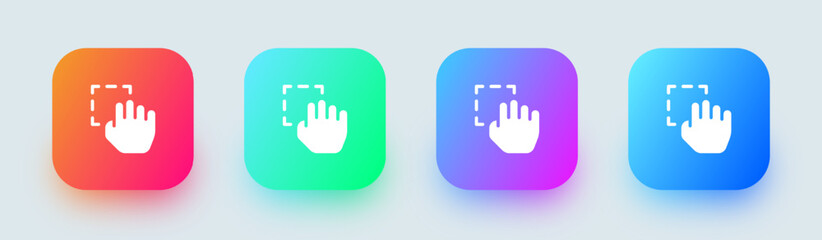 Drag solid icon in square gradient colors. Cursor signs vector illustration.