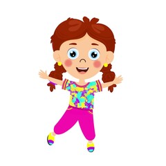 Cute girl jump vactor image. Girl cartoon character vactor image
.