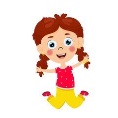 Cute girl jump vactor image. Girl cartoon character vactor image
.